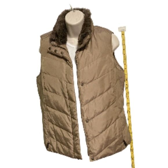 EDDIE BAUER Goose Down Tan Gilet Puffer Tan Beige Vest Womens Medium - Picture 2 of 16